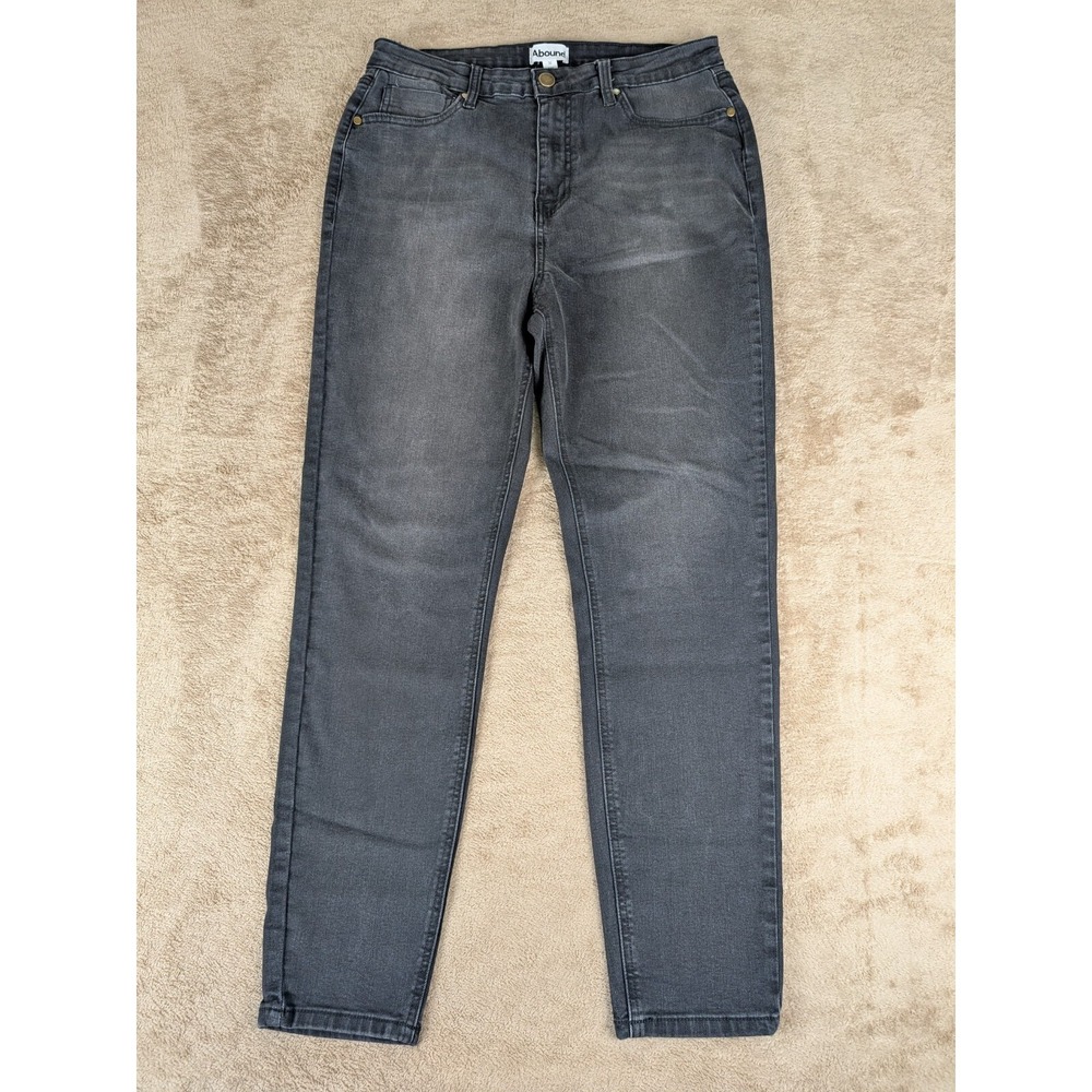 Abound Straight Jeans Women's Size 32 Black 5-Pocket High Rise Stretch 31"W 28"L